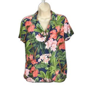 Tommy Bahama Alulla Faraway Blooms Silk Camp Shirt In Island Navy Size XS